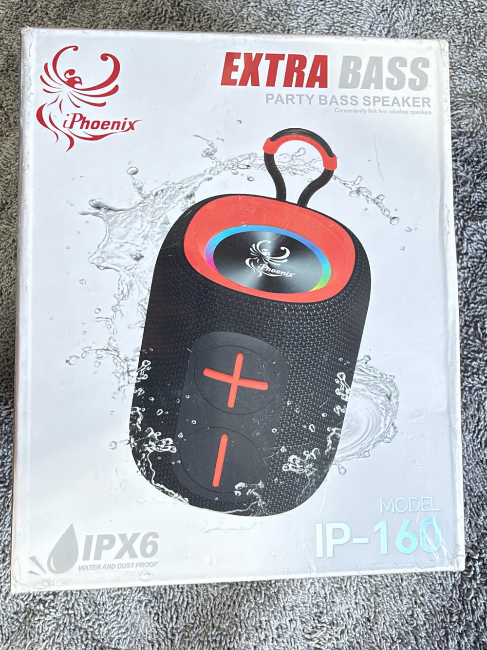 Phenix IP-160 Portable Bluetooth Speaker - Black & Red Accent